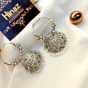 Pretties Carving Jhmka Baali - Silver