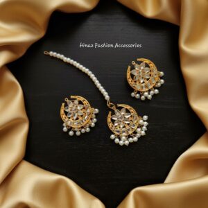 Kundan Chanda Earrings + Tikka
