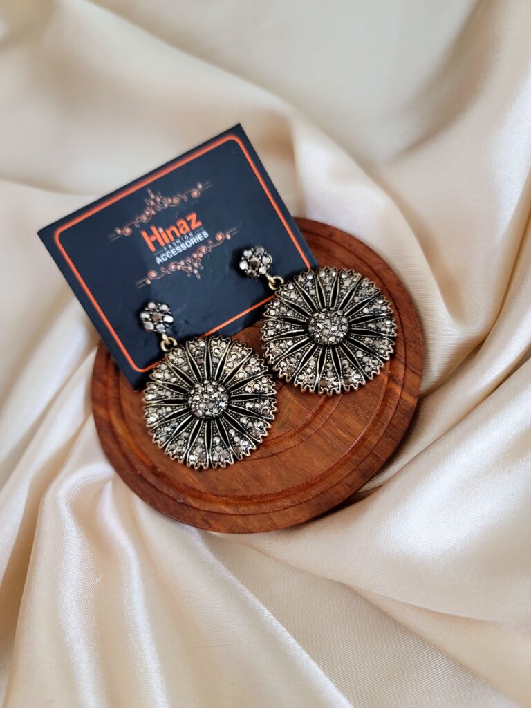Oxidized Stone Earrings