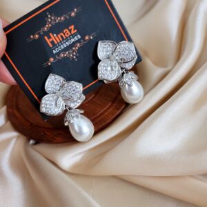 American Daimond Pearl Drop Earrings