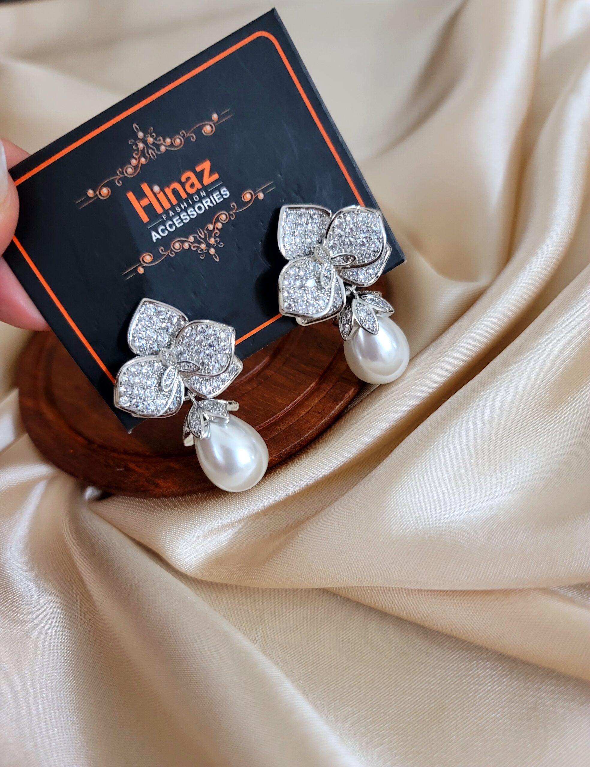 American Daimond Pearl Drop Earrings