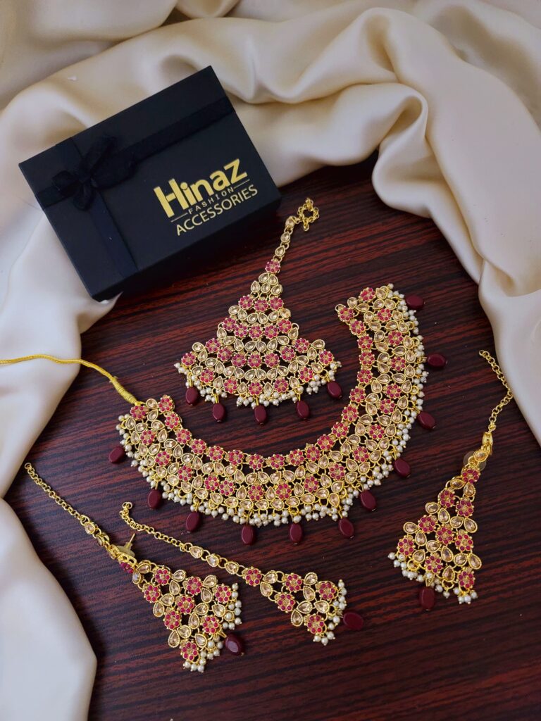 Indian Noratan Embellished Bridal Set with Big Jhoomer