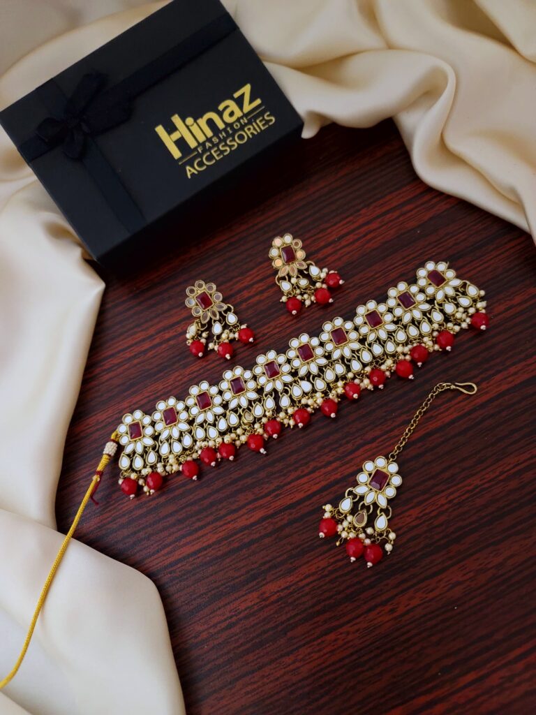 Indian Oxidized Mirror Choker Set